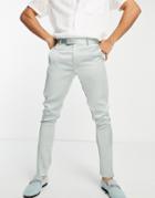 Asos Design Skinny High Shine Suit Pants In Sage Green
