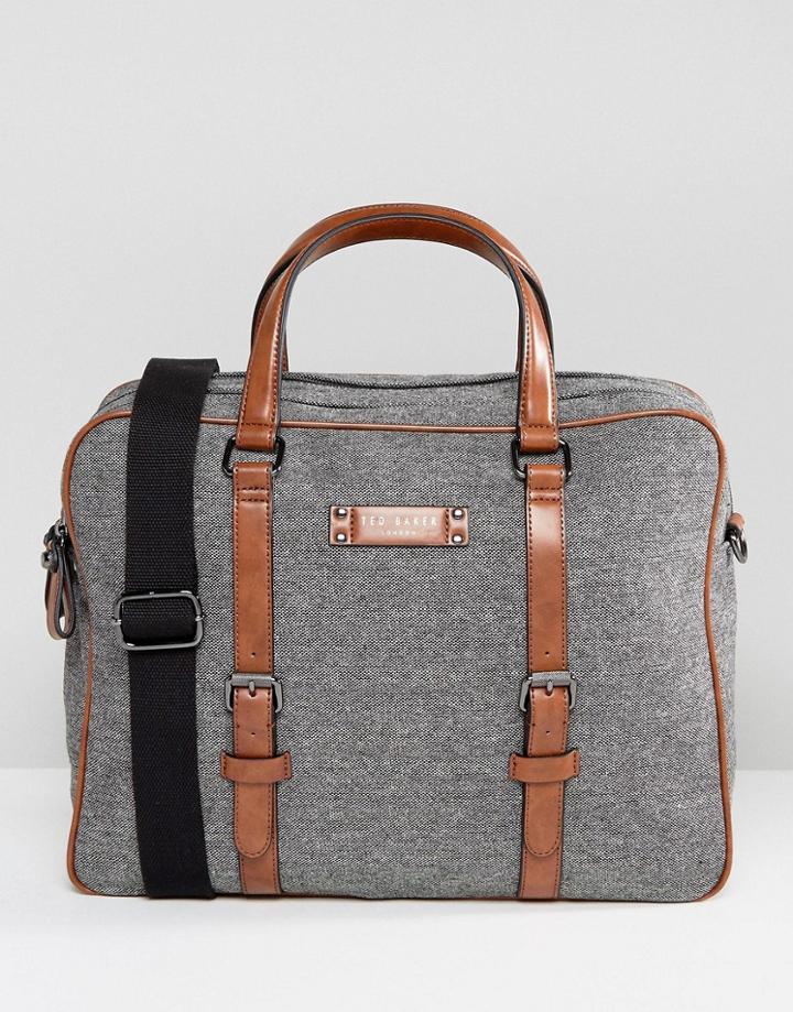 Ted Baker Digger Document Bag In Wool - Gray