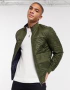 Tommy Hilfiger Reversible Quilt Bomber Jacket In Olive Green/navy