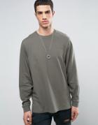 Asos Super Oversized Long Sleeve T-shirt With Oversized Batwing Sleeve In Khaki - Green