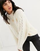 Asos Design Premium Oversized Cable Sweater-cream