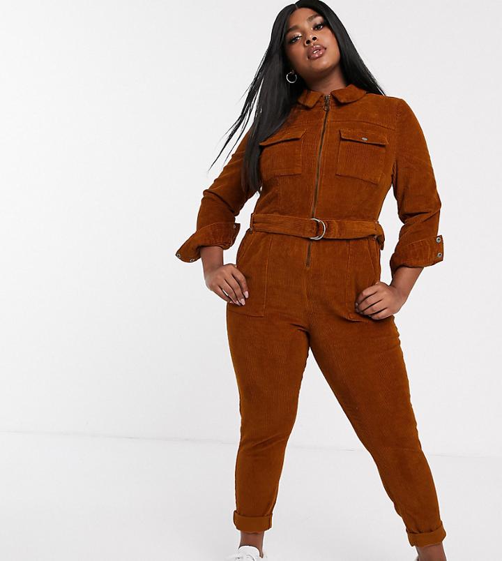 Simply Be Cord Boiler Suit In Rust