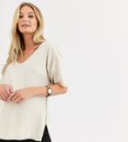 Asos Design Maternity V-neck Seam Detail T-shirt In Washed Stone