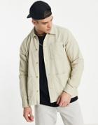 Only & Sons Three Pocket Cord Overshirt In Beige-neutral