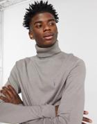Allsaints Parlour Roll Neck Top In Gray-grey