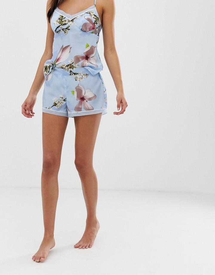B By Ted Baker Harmony Floral Print Pyjama Short In Blue - Blue