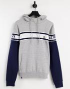 Le Breve Logo Color Block Hoodie In Light Gray & Navy - Part Of A Set-grey