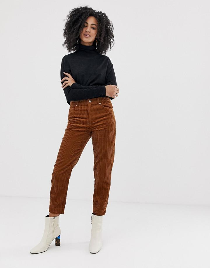 Selected Femme Organic Cotton Cord Mom Pants - Tan