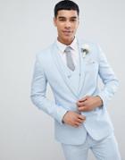 Asos Design Wedding Super Skinny Suit Jacket In Ice Blue Micro Texture - Blue