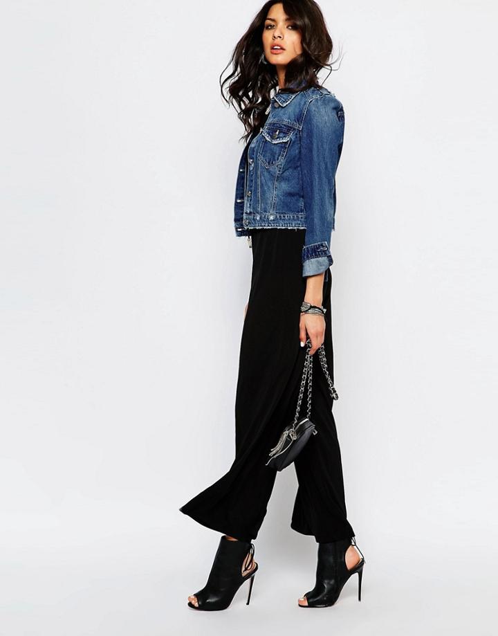 Noisy May Wide Leg Silky Pants - Black