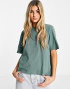 Weekday Perfect Organic Cotton Relaxed Boxy T-shirt In Green