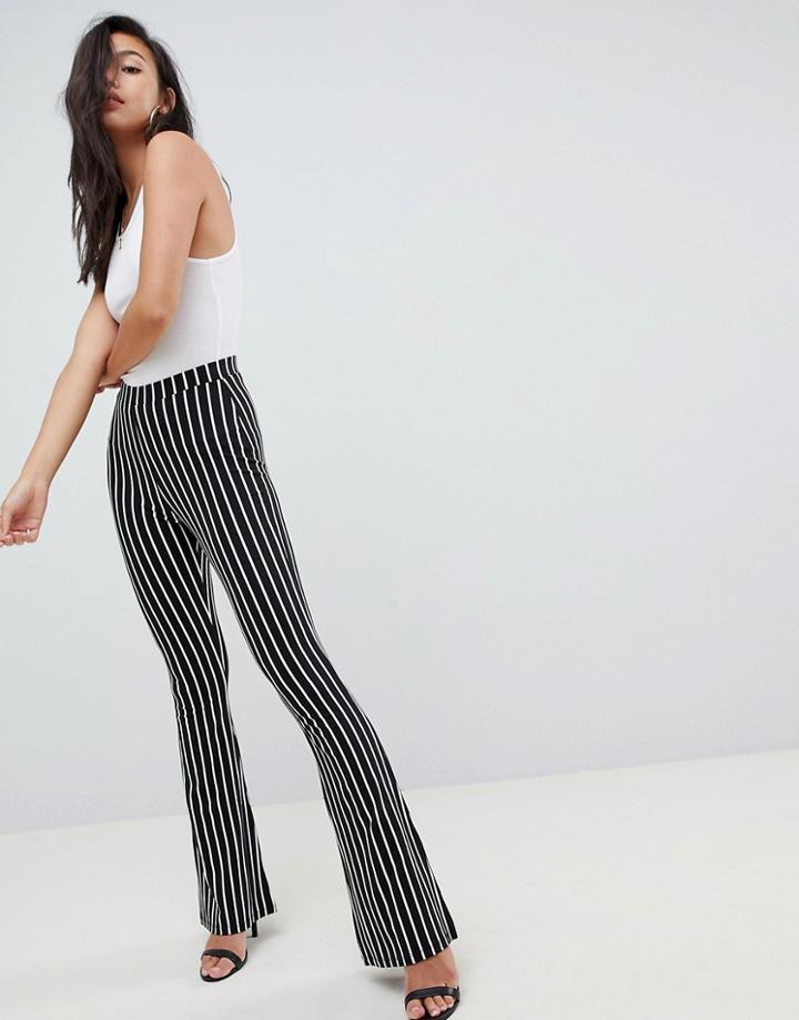 Asos Design Kick Flare Leggings In Pinstripe - Multi