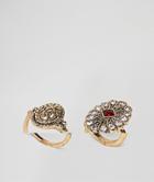 Asos Design Pack Of 2 Vintage Style Jewel Stone And Engraved Rings - Gold