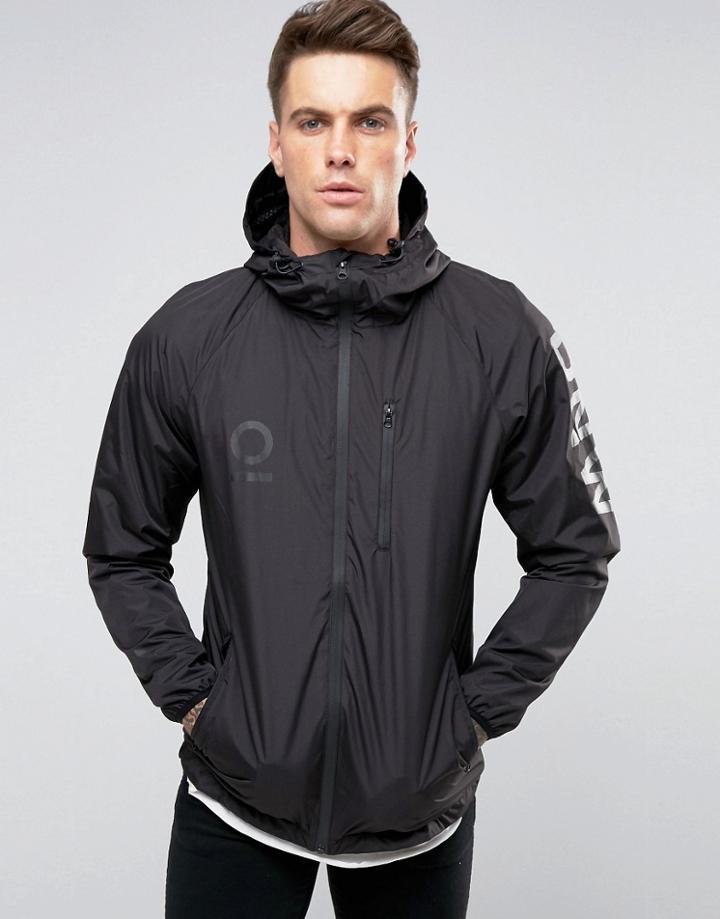 Pull & Bear Lightweight Jacket With Sleeve And Back Print In Black - Black