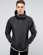 Pull & Bear Lightweight Jacket With Sleeve And Back Print In Black - Black