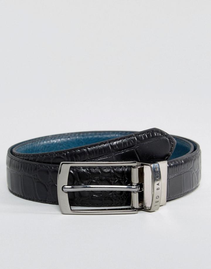 Ted Baker Sunflow Reversible Belt In Leather - Black