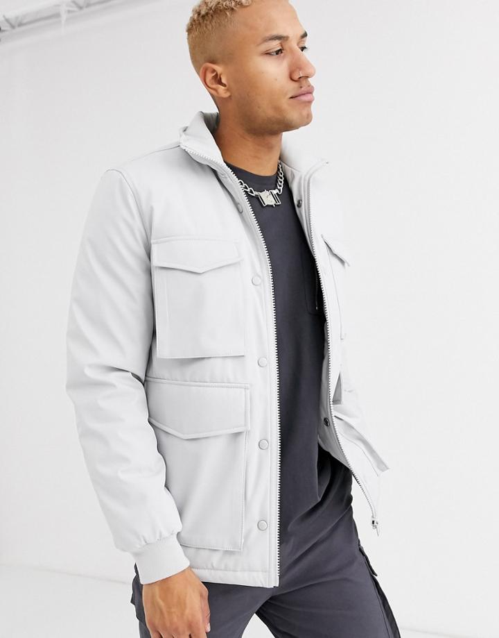 Asos Design Funnel Neck Parka In White