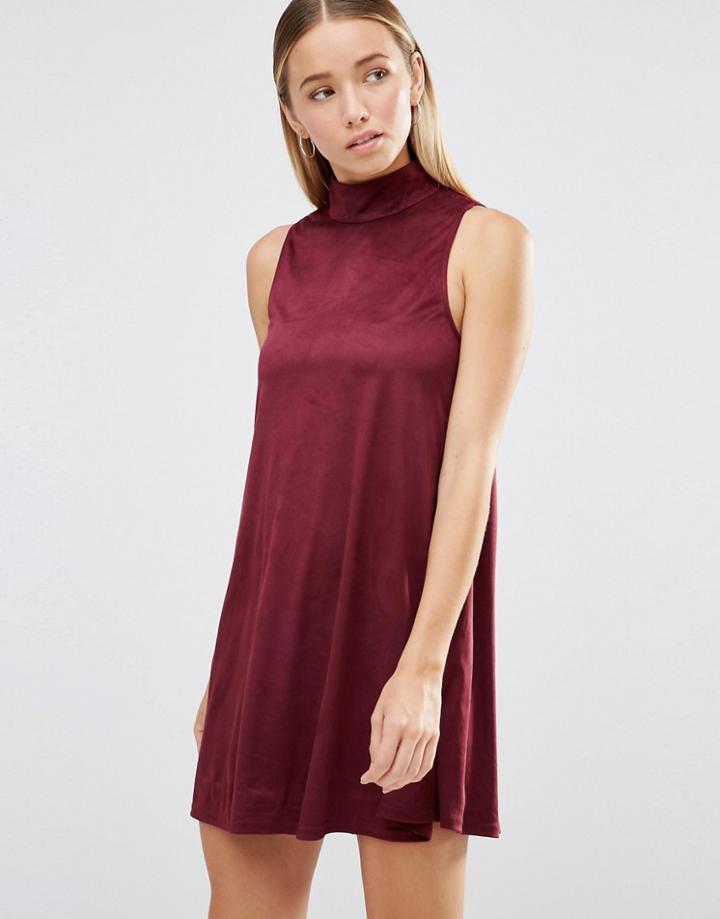 Ax Paris Suedette Swing Dress - Purple
