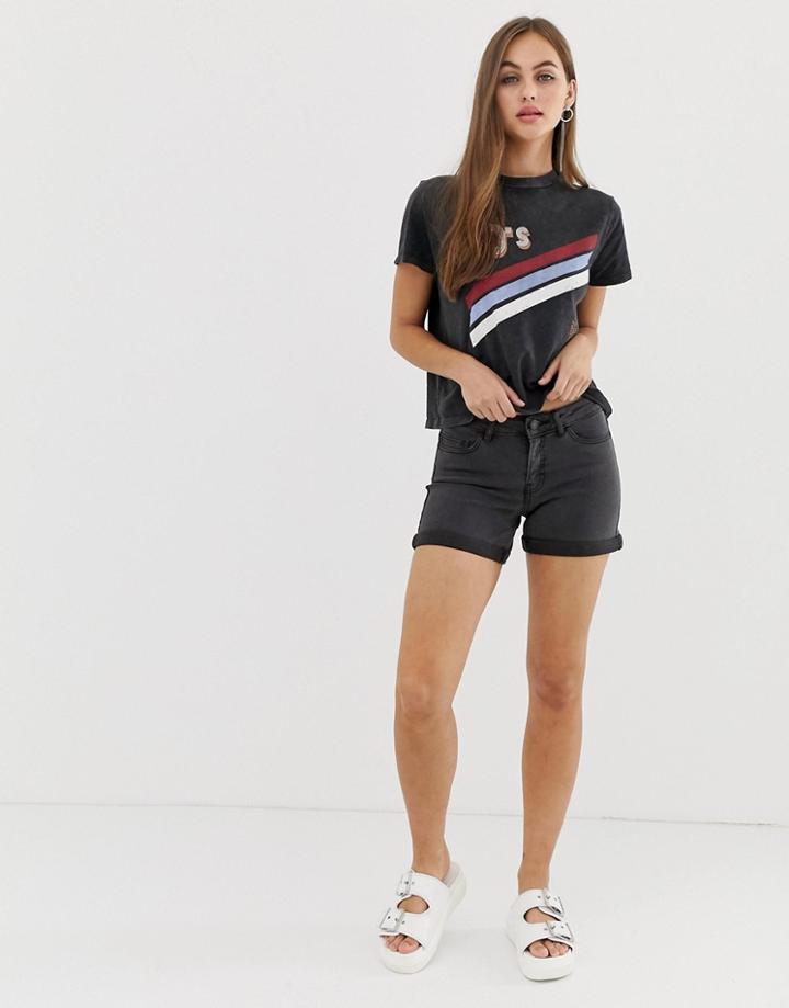 Noisy May Roll Hem Short In Black