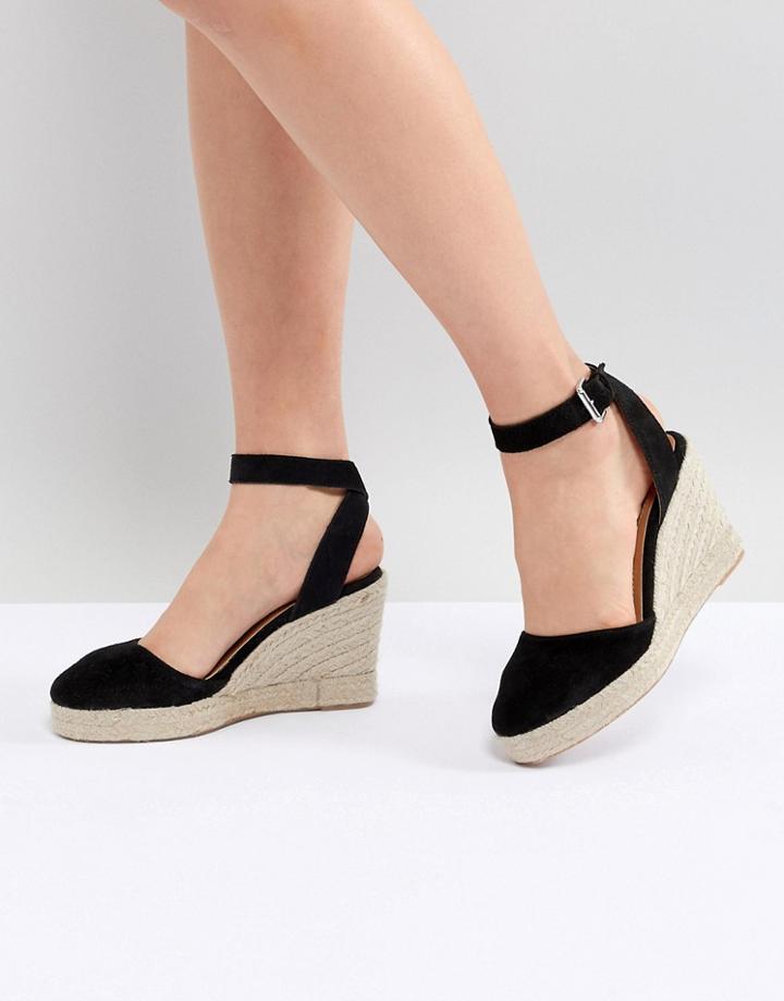Asos Design Jaden Suede Espadrille Wedges - Black