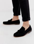 Asos Design Tassel Loafers In Black Suede With Natural Sole