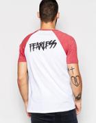 Asos T-shirt With Contrast Raglan And Fearless Spray Back Print
