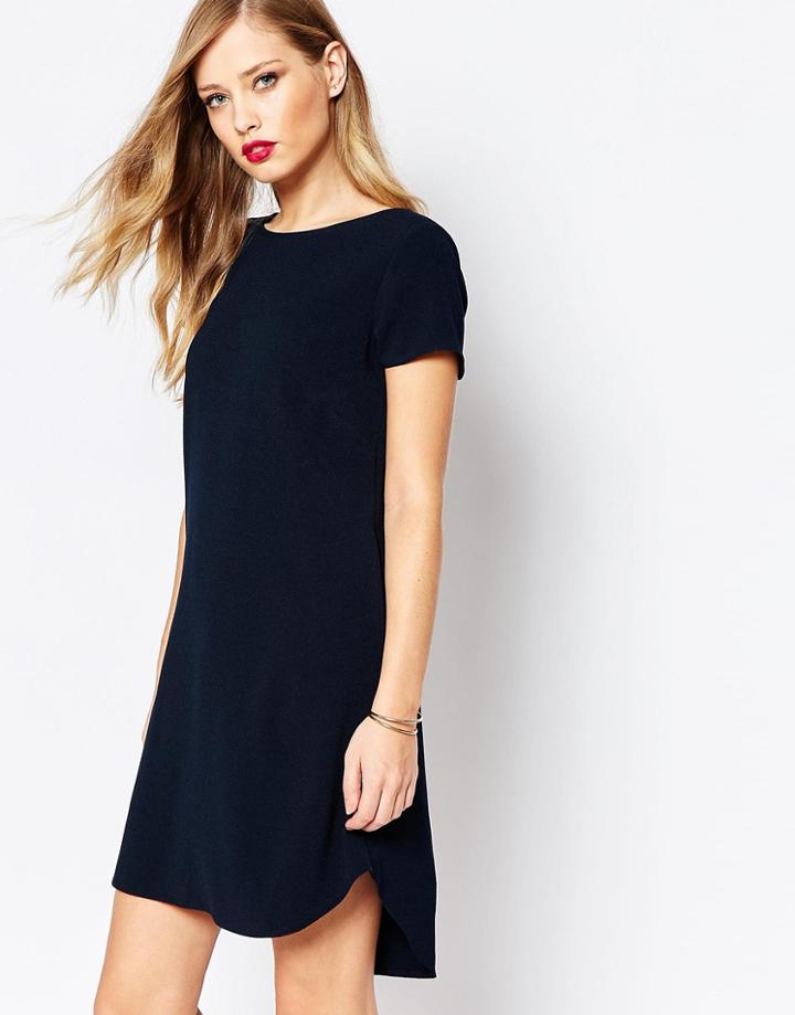 Closet Mini Shift Dress In Crepe - Navy