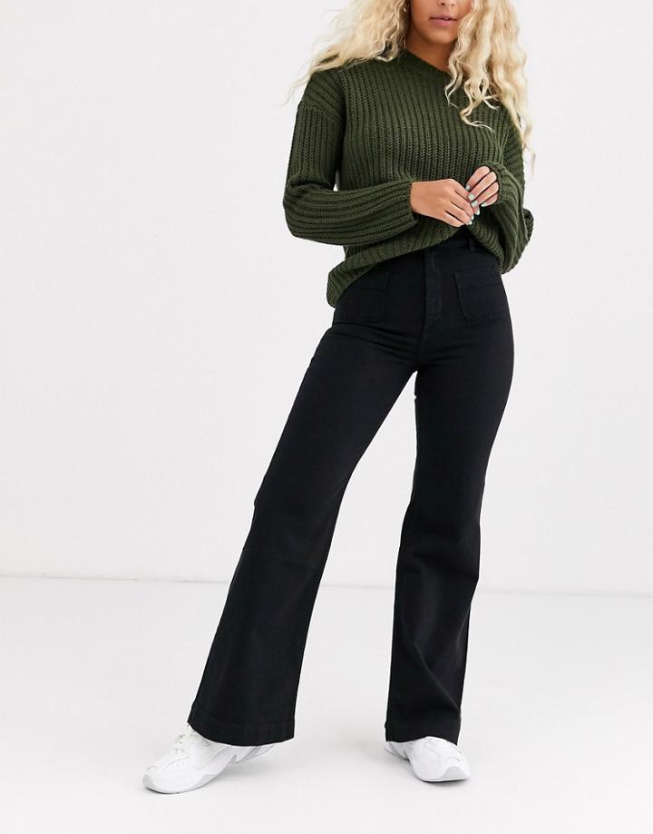 & Other Stories Pocket Detail Flared Jeans In Black