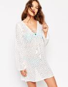 Liquorish Broderie Anglaise Beach Dress - White