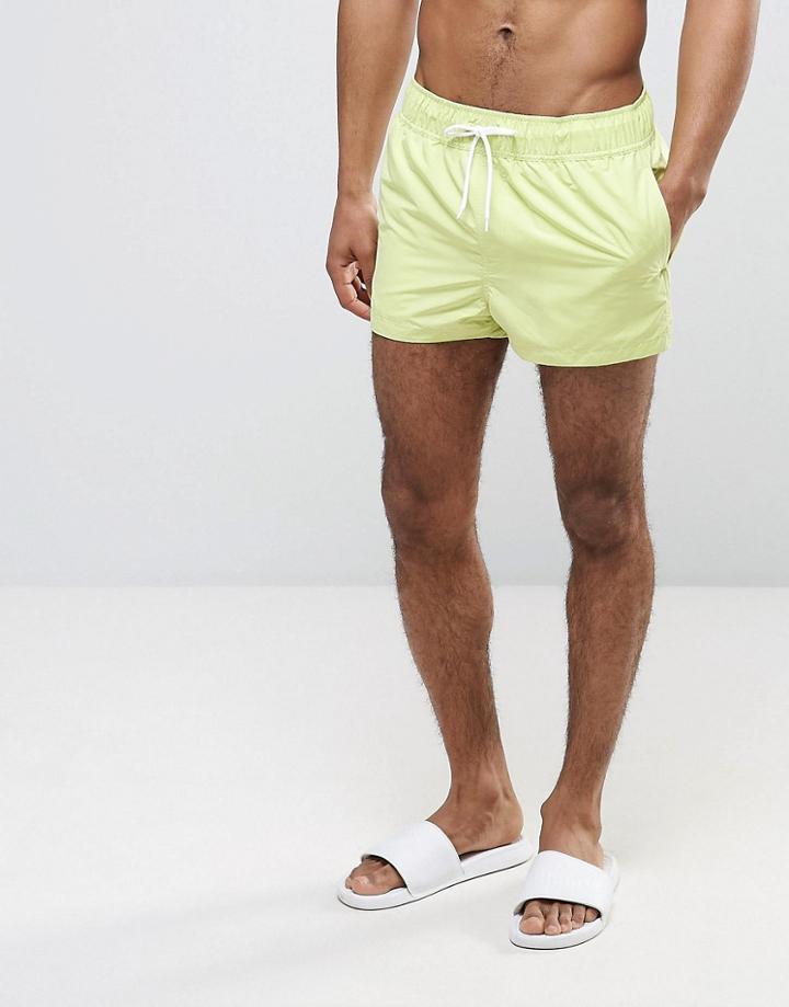 Asos Swim Shorts In Lime Green Super Short Length - Green