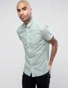Noose & Monkey Skinny Short Sleeve Shirt In Print - Green