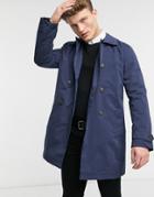 Harry Brown Double Breasted Trench-navy