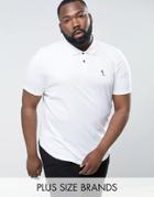 Religion Plus Polo Shirt With Curved Hem - White
