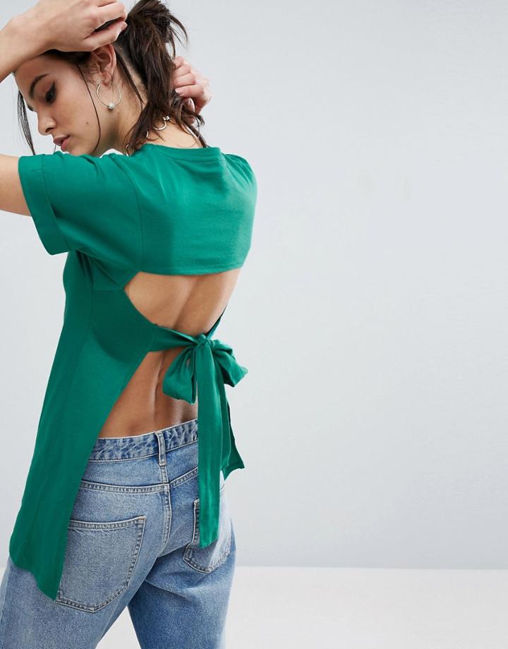 Asos T-shirt With Open Back - Green