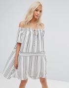 Isla Off Runaway Off Shoulder Printed Dress - White