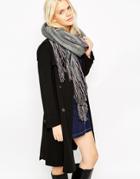 Asos Woven Oversized Square Scarf In Stripe With Multi Fringing - Pink