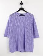 Asos Design Oversized T-shirt In Lilac Sheer Texture-purple