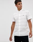 Lacoste Short Sleeve Stripe Oxford Shirt In White