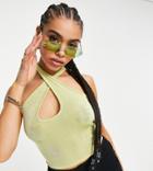 Asyou Halter Top In Lime-green