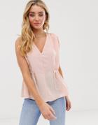 Asos Design V Front V Back Tank With Rope Waist Detail-brown