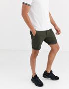 Asos Design Skinny Chino Shorts In Dark Khaki
