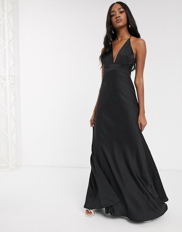 Asos Edition Satin Paneled Cami Maxi Dress-black