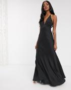 Asos Edition Satin Paneled Cami Maxi Dress-black