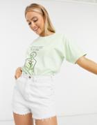 Daisy Street Relaxed Boyfriend T-shirt With Personal Growth Graphic-green