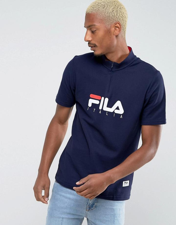 Fila Vintage Zip Polo Shirt - Navy