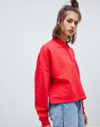 Pull & Bear Long Sleeved Rugby Top In Red - Red