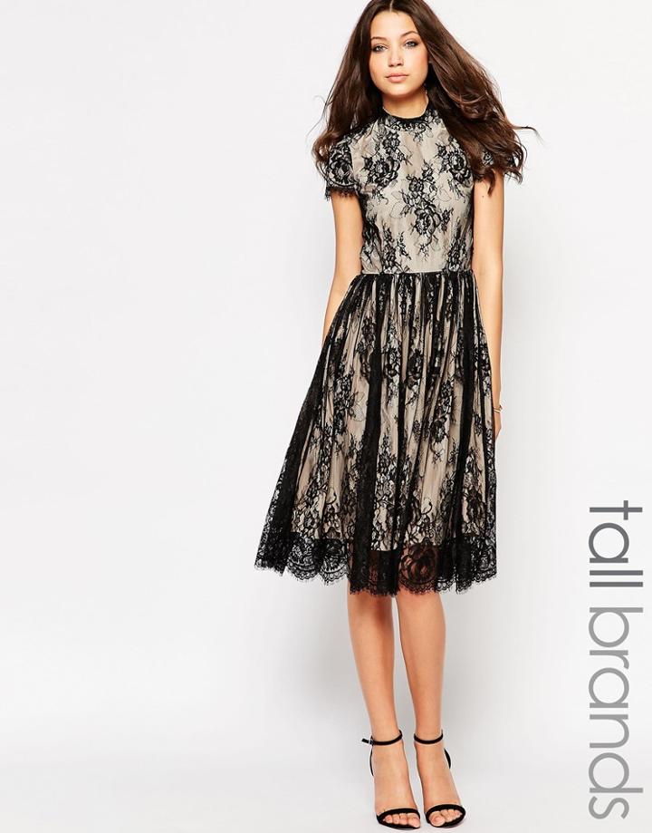 Y.a.s Tall Alexis Lace Overlay Dress - Black