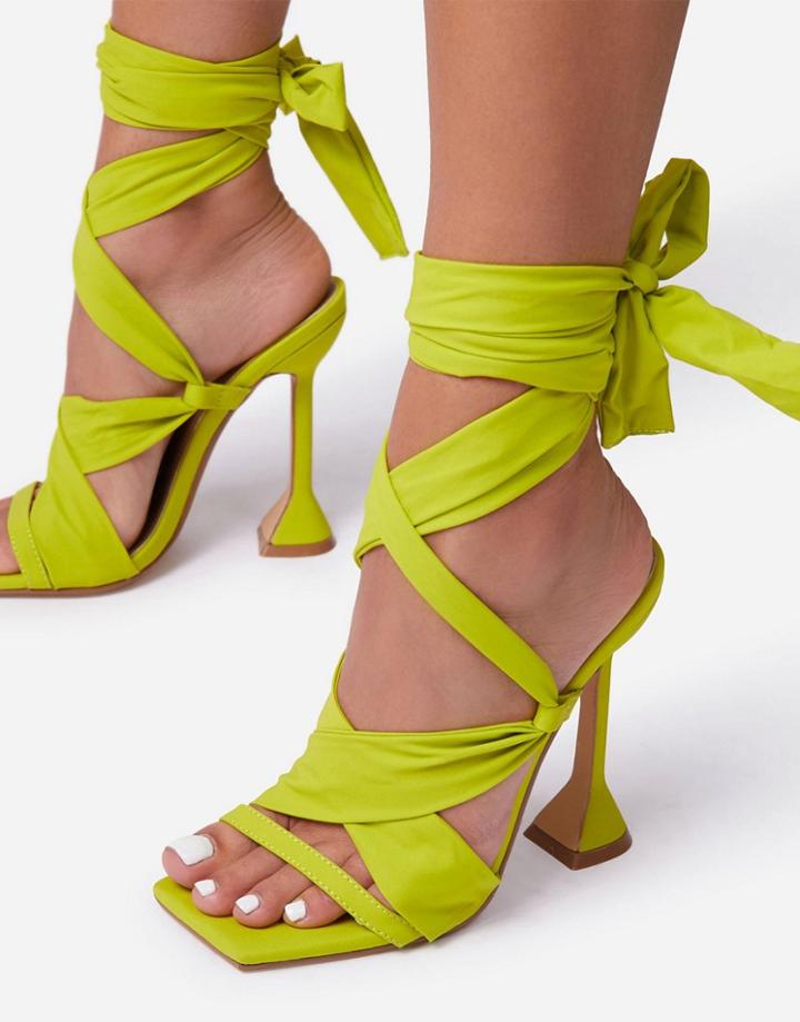 Ego Nick Tie Up Heel Sandals In Green
