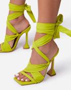 Ego Nick Tie Up Heel Sandals In Green