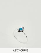 Asos Curve Sterling Silver Turquoise Stone Ring - Silver